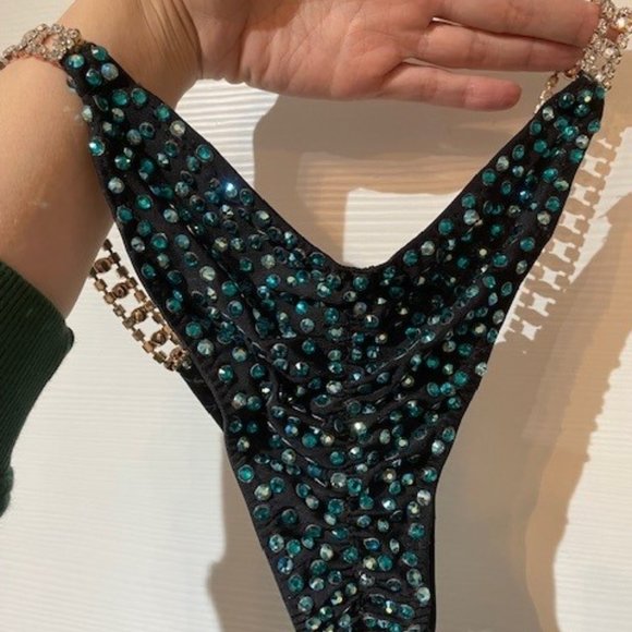 Suit Lady Fitness Bodybuilding Competition green/blue bikini - Picture 7 of 9